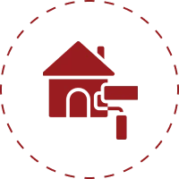Home improvement illustration in red and black